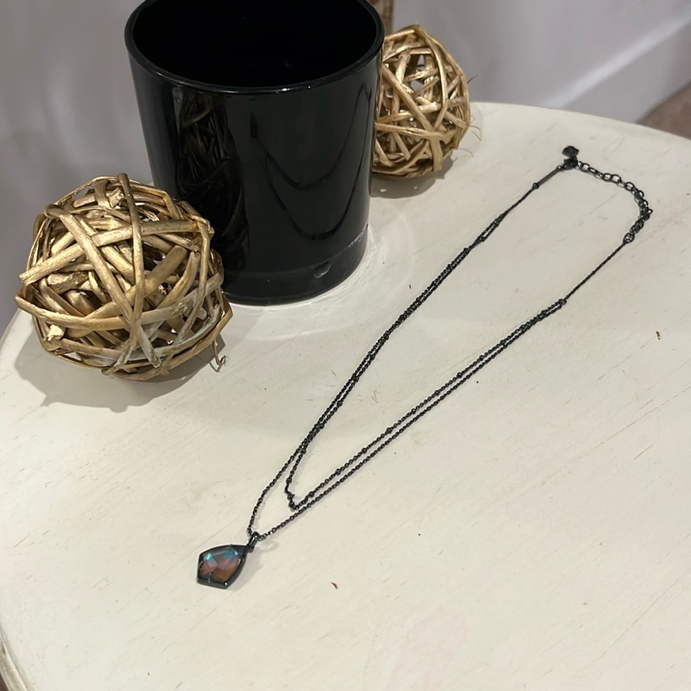 Kendra Scott Gunmetal Multistrand Black Drop Necklace